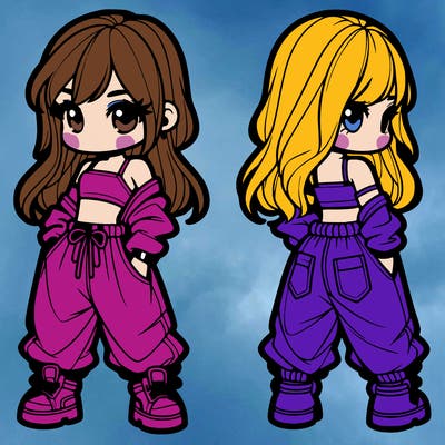 girl in crop top and baggy pants