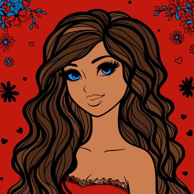 pretty woman with long wavy hair