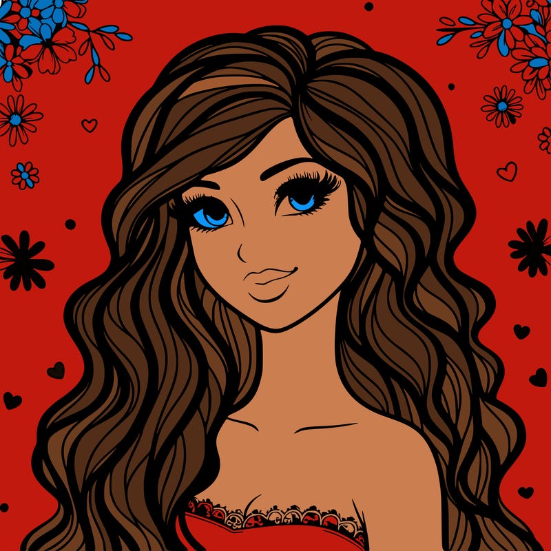 pretty woman with long wavy hair