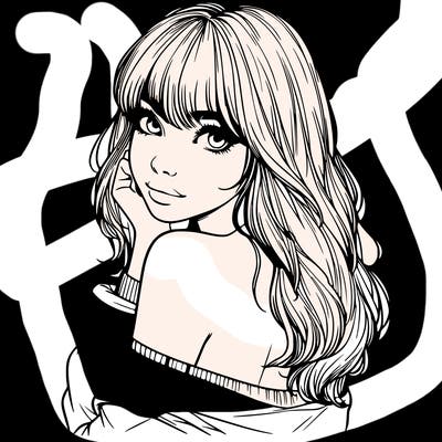 realistic girl with bangs looking over her shoulder