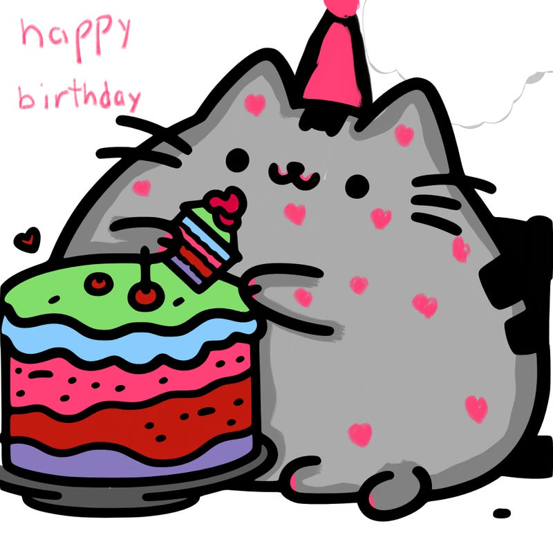 pusheen eating cake