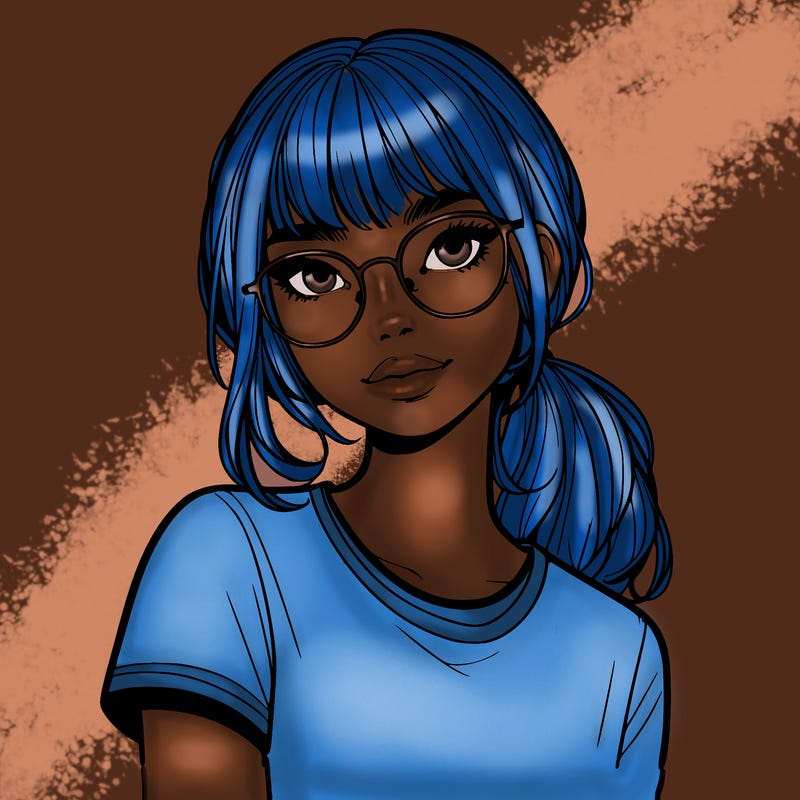 realistic girl with freckles and clear glasses