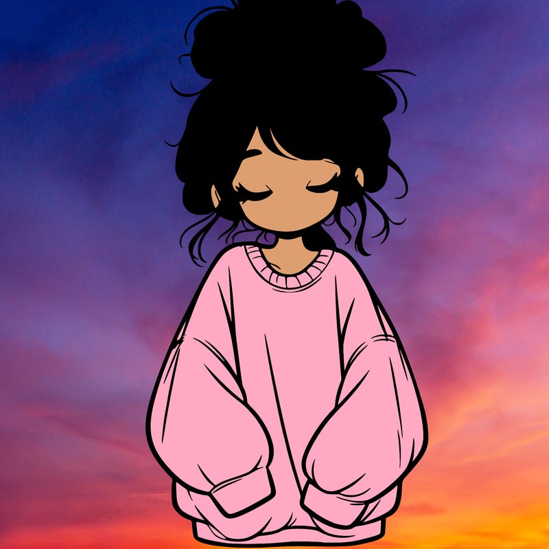 girl with baggy sweatshirt and messy bun