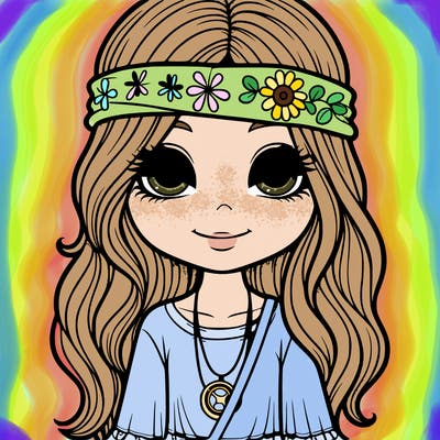 cute hippie girl realistic