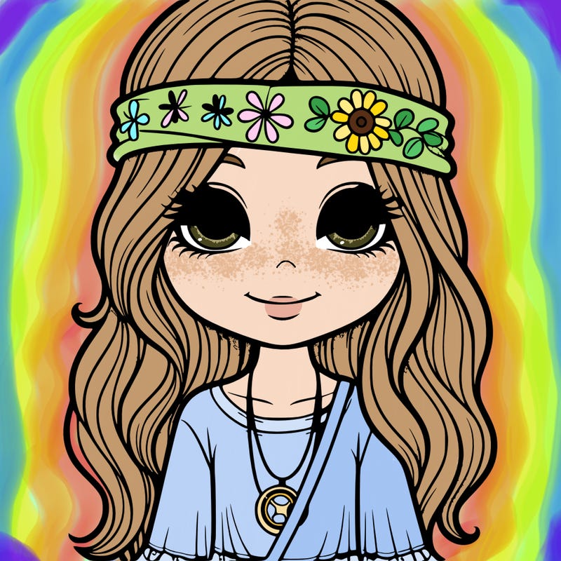 cute hippie girl realistic