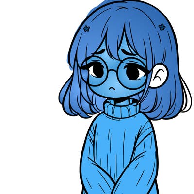 sad girl with glasses in a sweater