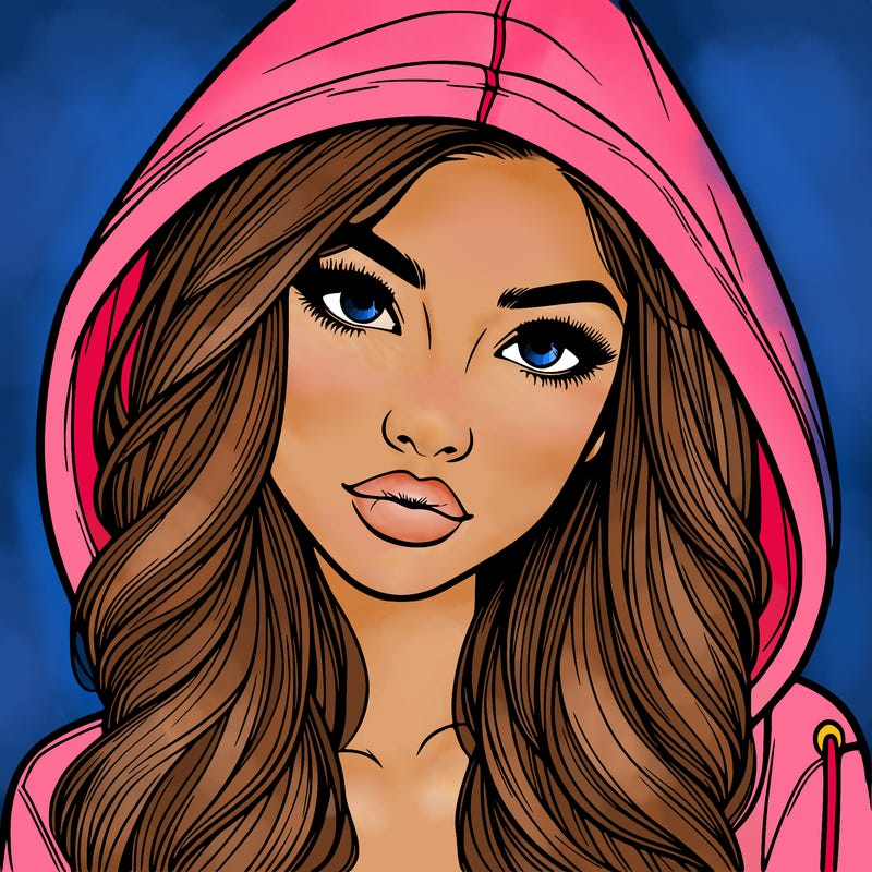 realistic beautiful girl with a hood on