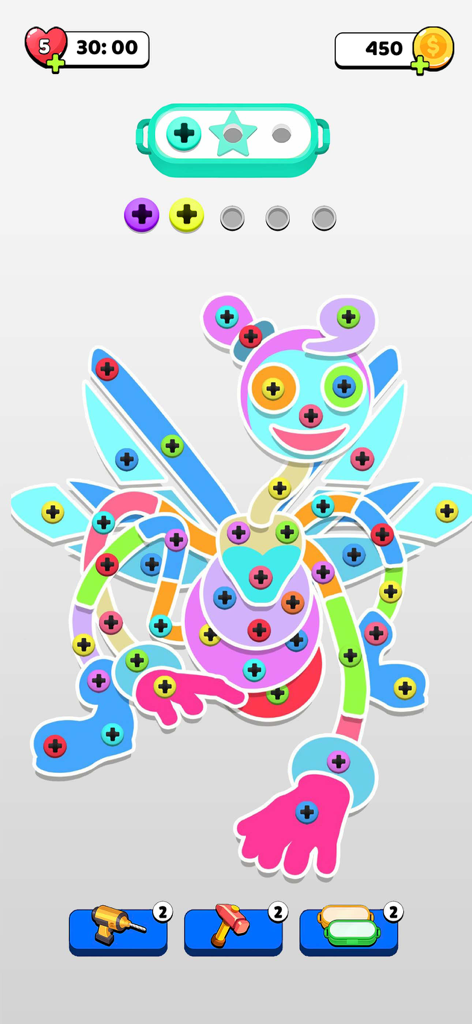 Unscrew Nuts and Bolts Jam - Nível de quebra-cabeça de personagem colorido em Unscrew Nuts and Bolts Jam mobile game