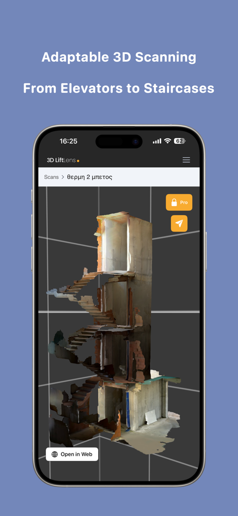 3DLiftLens - A 3D model of a building's staircase captured using the 3DLiftLens LiDAR scanning app on an iPhone.