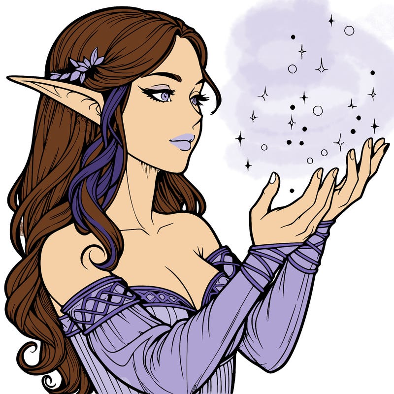 realistic elf girl doing magic