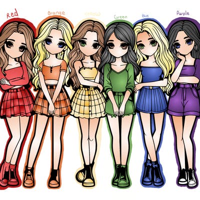 a group of girls realistic