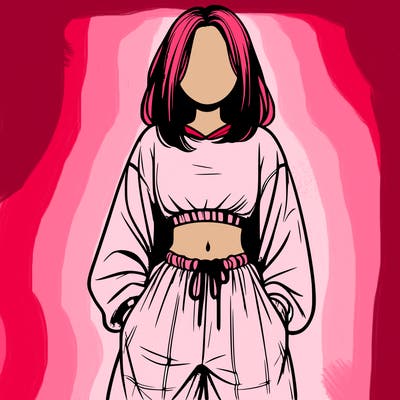 realistic girl faceless with baggy pants and a crop top