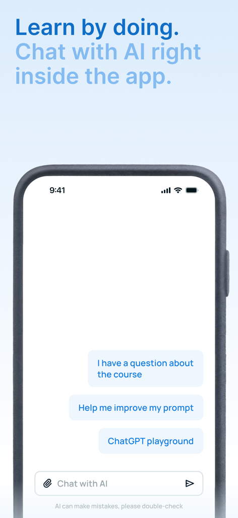 Tixu app interface showing an integrated AI chat for hands-on learning