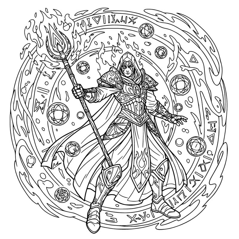 fantasy fire cleric with mystic vibes