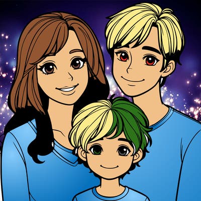 a realistic mom and a girl and a boy