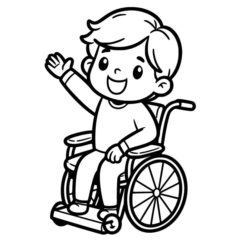 a happy person in a wheelchair