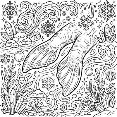 Immerse yourself in the tranquil beauty of manatee flippers amidst a captivating winter wonderland. This detailed coloring page invites you to bring a chilly aquatic scene to life with your favorite hues.