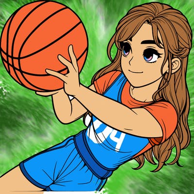 realistic girl playing basketball