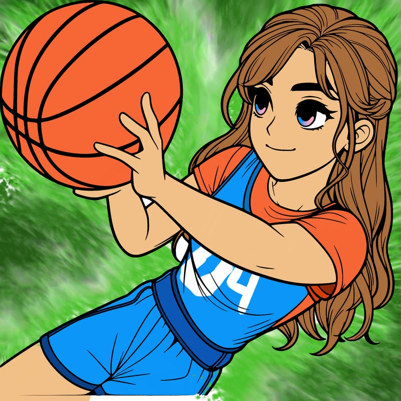 realistic girl playing basketball