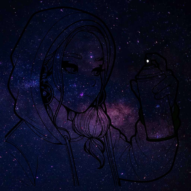 a realistic girl, spray painting