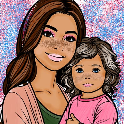 realistic mother and her toddler daughter