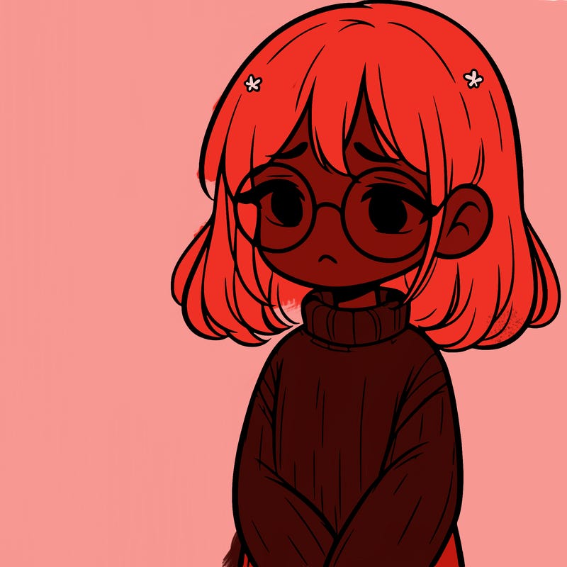 sad girl with glasses in a sweater