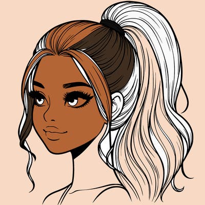 realistic girl with a high ponytail