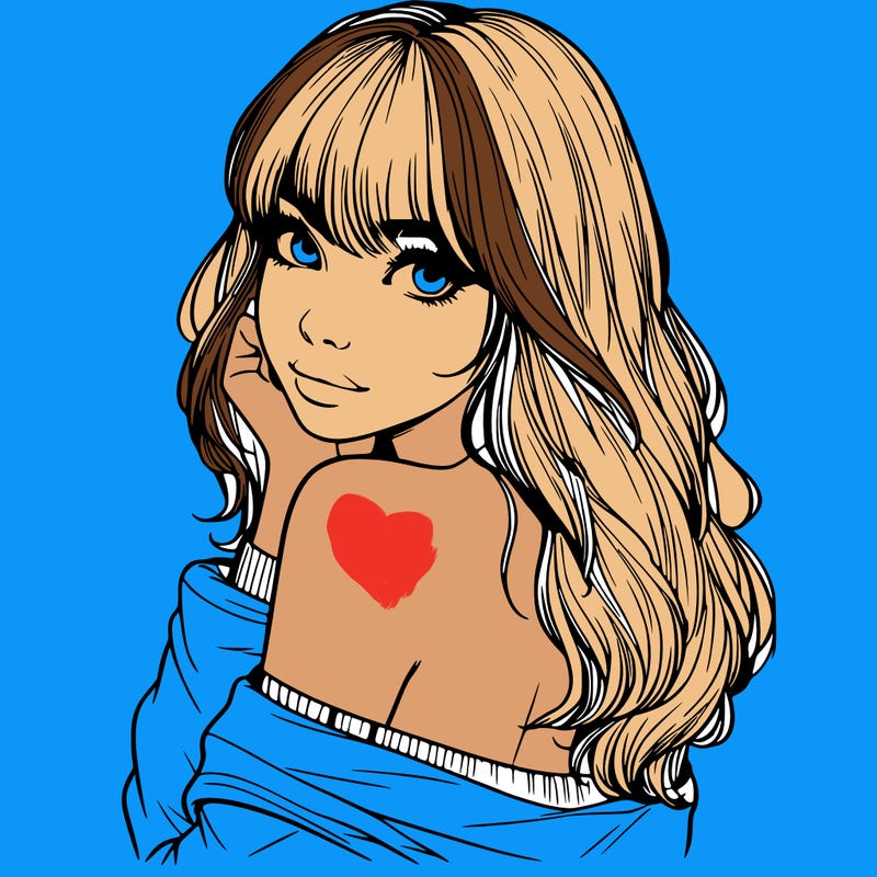 realistic girl with bangs looking over her shoulder