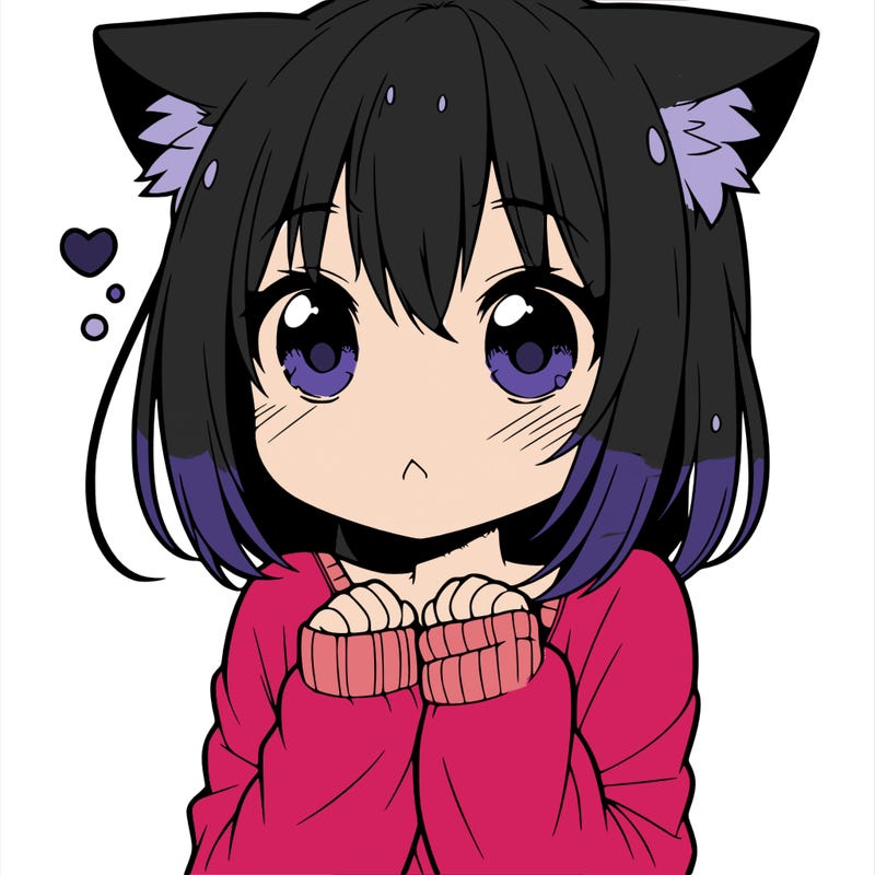 shy anime catgirl