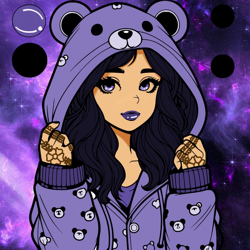 realistic girl in a animal pjs hoodie