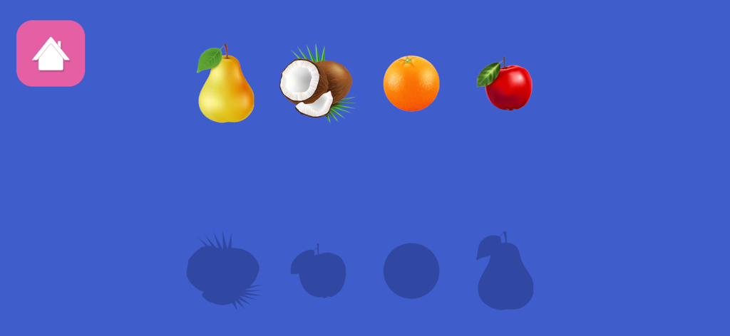 Autism Learning Games For Kids - A simple fruit matching activity for children with autism featuring colorful fruits and their corresponding shadows