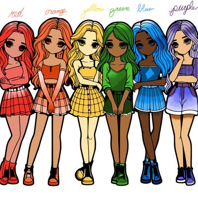 a group of girls realistic