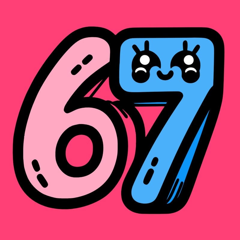 the numbers 67