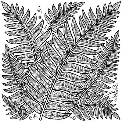 Discover the soothing art of Zentangle with this exquisite ladder fern coloring page. Each frond is adorned with complex, repetitive patterns, offering a unique and meditative coloring experience.
