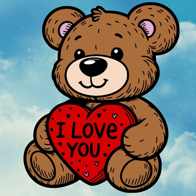 teddy bear holding an i love you heart