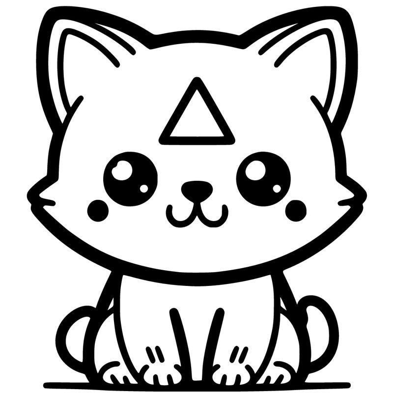 a cat with a triangle inside a circle on the forehead