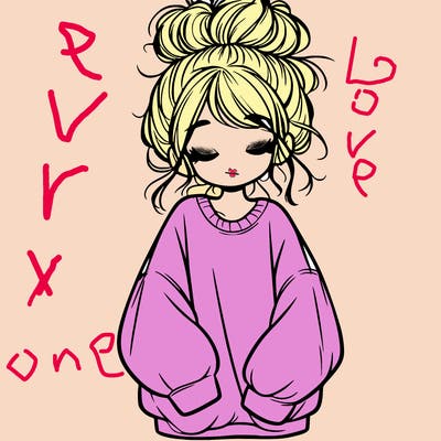 girl with baggy sweatshirt and messy bun