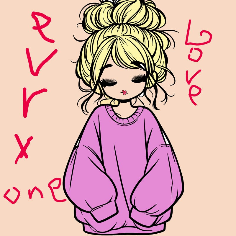 girl with baggy sweatshirt and messy bun