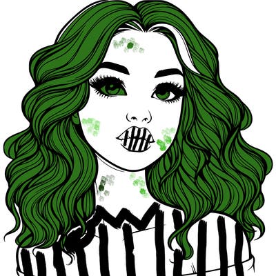 realistic girl with wavy hair and lips