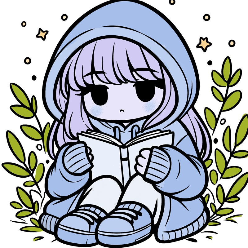 girl in oversized hoodie reading a book