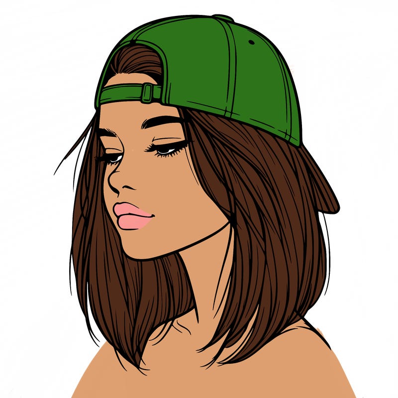 realistic  girl with a backwards hat