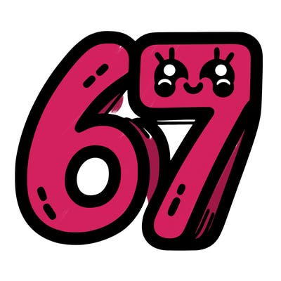 the numbers 67