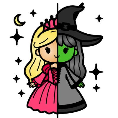 split princess and witch