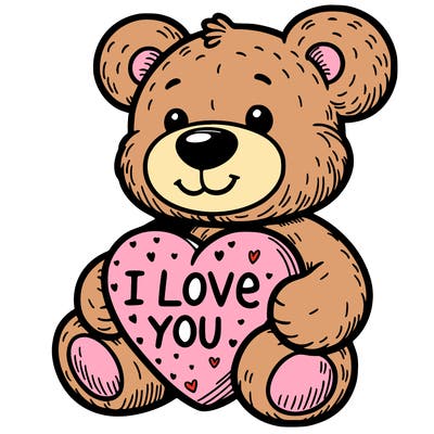 teddy bear holding an i love you heart