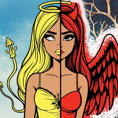 devil vs angel realistic girl