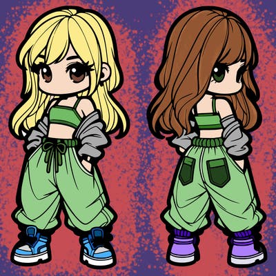 girl in crop top and baggy pants