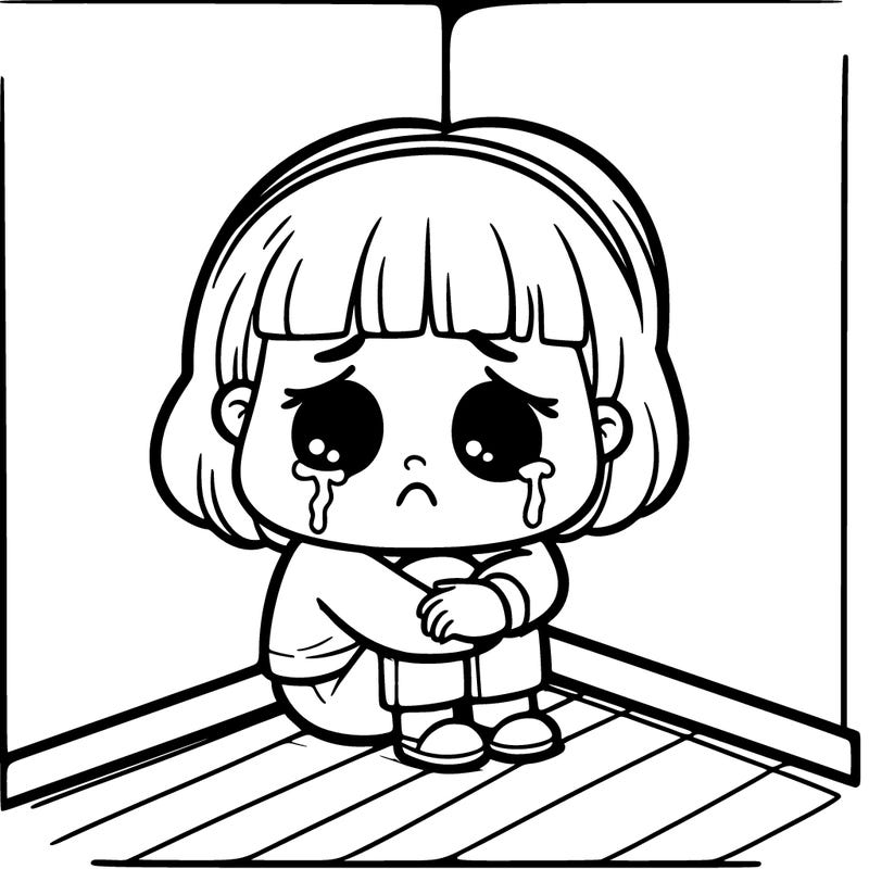 sad girl crying in a corner