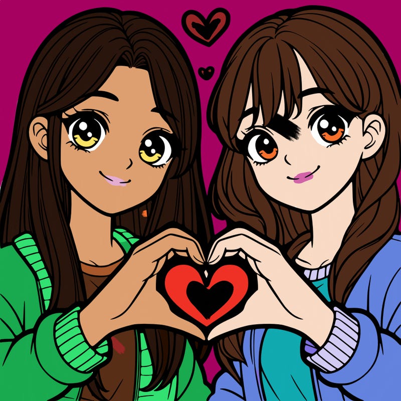 girls making heart with their hands