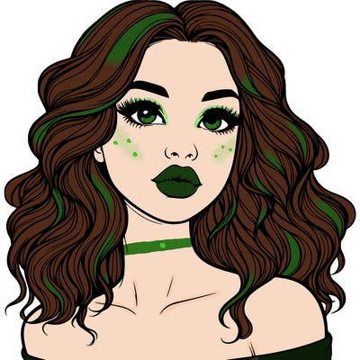 realistic girl with wavy hair and lips