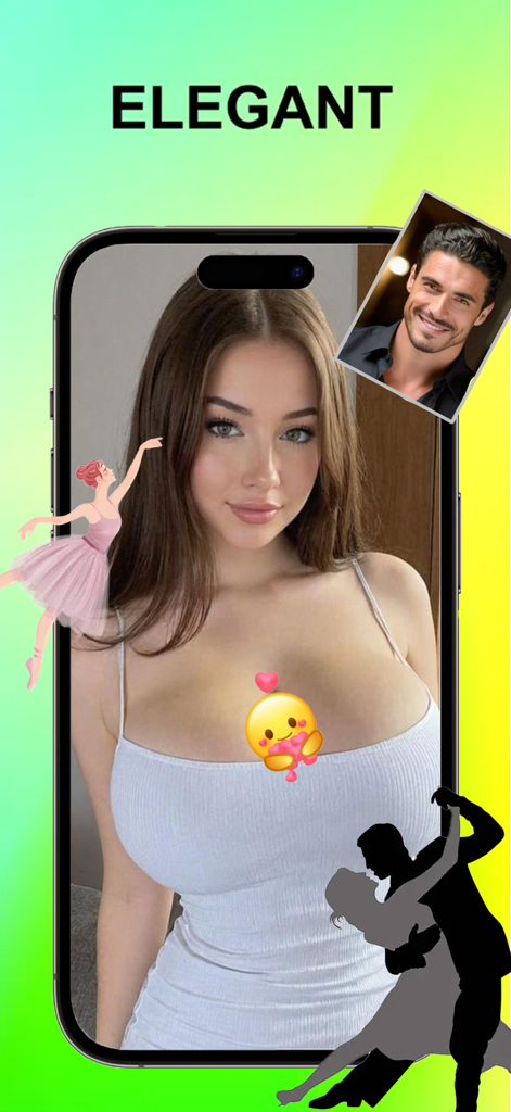 Toik: Online Chat & Video Call - A mobile screen showing the Toik app video call interface with dance silhouettes and a professional mentor.